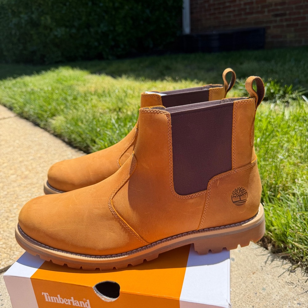 Timberland Redwood Falls Chelsea Boots Wheat Full Grain Leather Mens Size 12